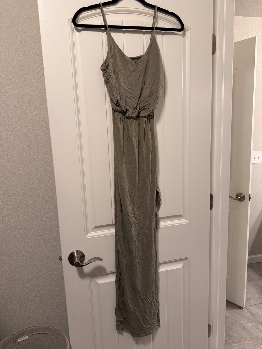 Lulu's Olive Green Spaghetti Strap Maxi Dress